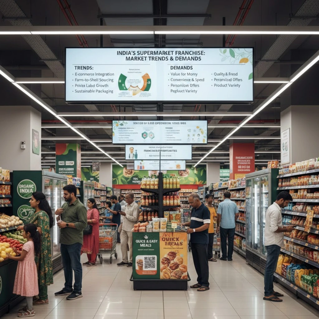 what are the market trends and demands for a supermarket franchise in india