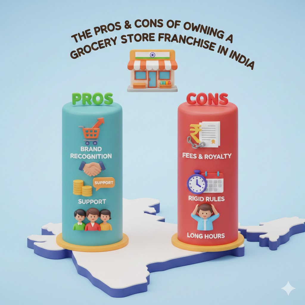 the pros and cons of owning a grocery store franchise in india