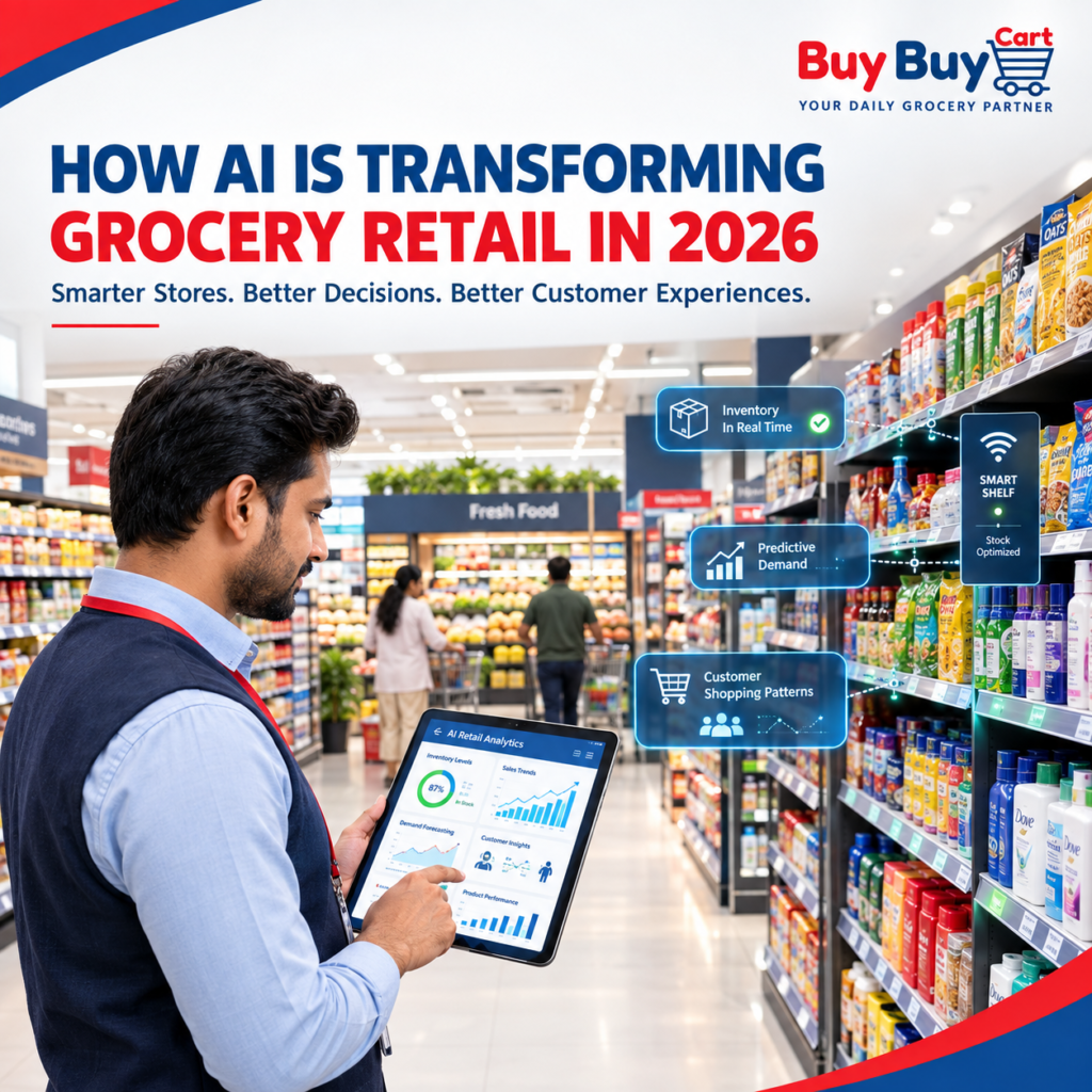 AI is helping grocery retailers make better decisions by analysing sales data, customer behaviour, inventory movement, and demand patterns. It can support inventory management, demand forecasting, personalized marketing, pricing decisions, and daily store operations.