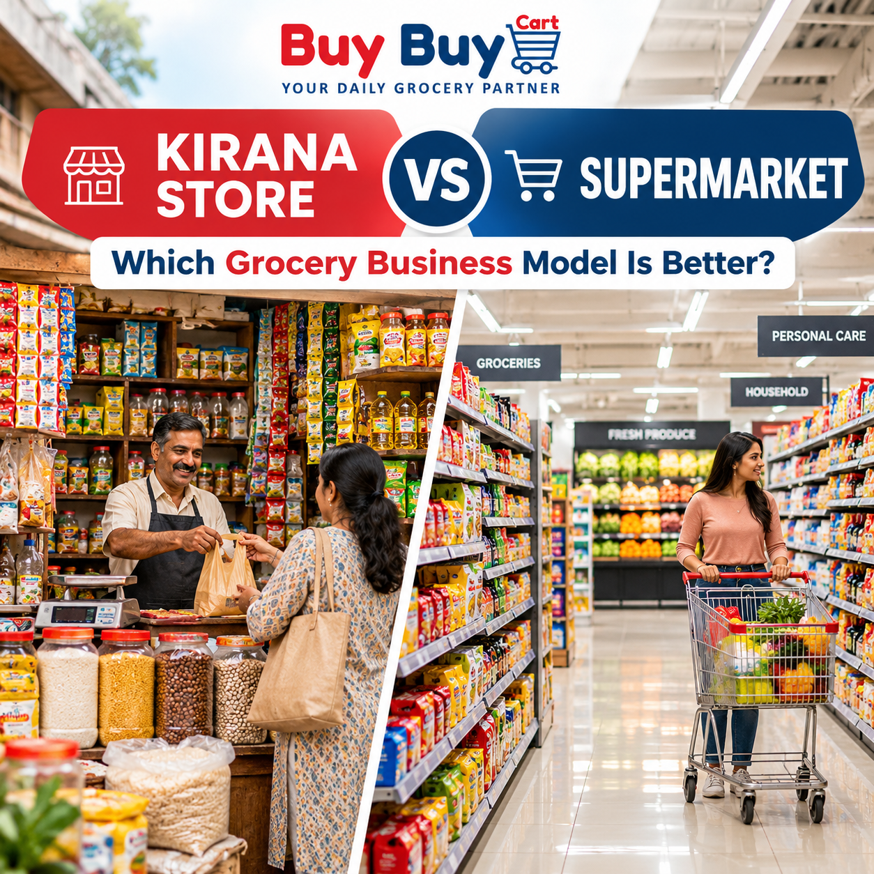 Compare kirana stores and supermarkets in India to understand investment, profitability, operations, and choose the right grocery business model for you.
